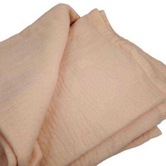Vintage Pink Peach Satin Edge Blanket Made in USA